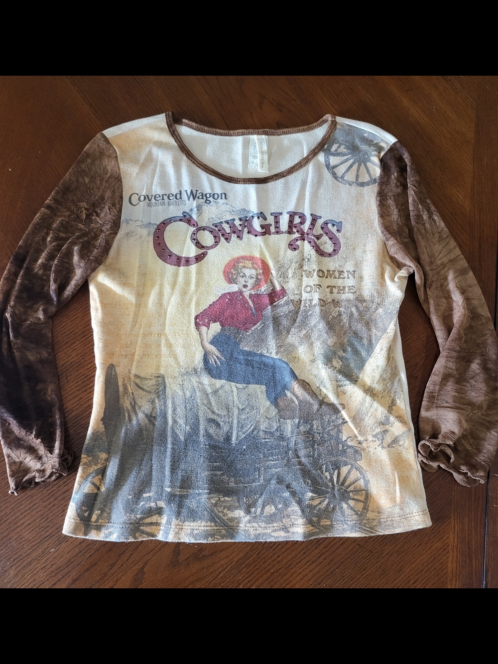 Susan Lawrence Petite Cowgirls Western Rhinestone Top PM Made USA Y2K